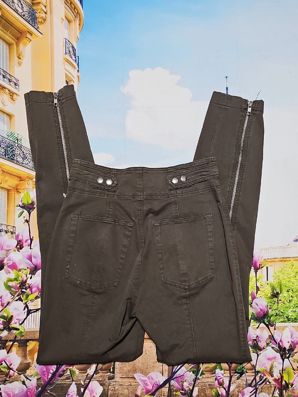 A.L.C. Zander Skinny High Waist Zip Front Pants Olive Green Size 0 New - Picture 8 of 8